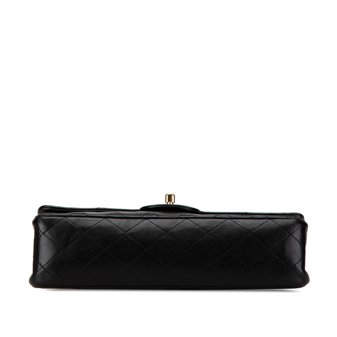 Medium Classic Lambskin Double Flap Black - Gaby Paris