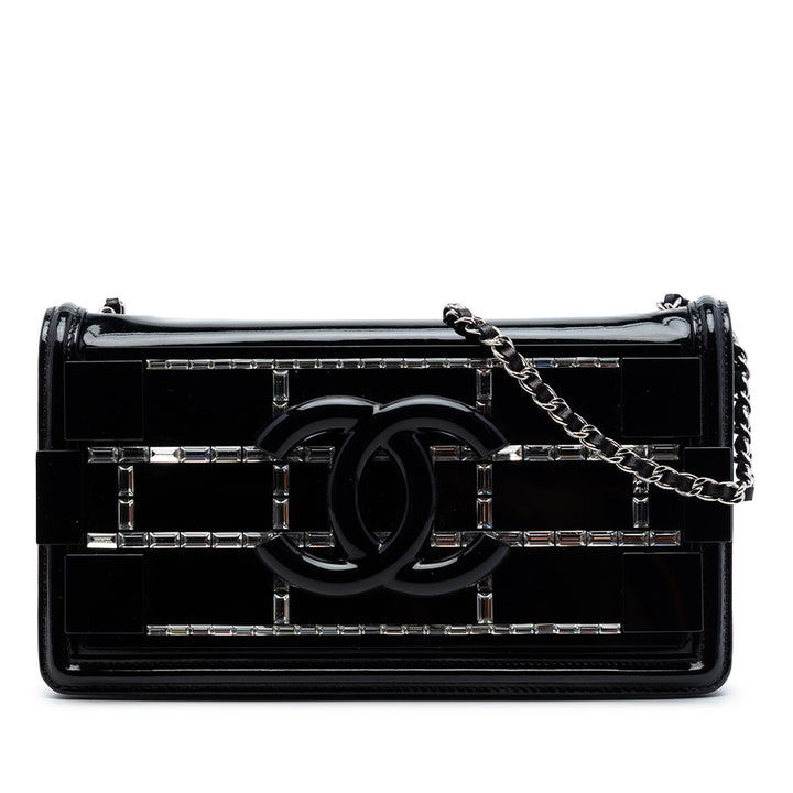 Chanel Cuir verni et Acrylic Cristal Embellished Boy Brick Horizontal à rabat