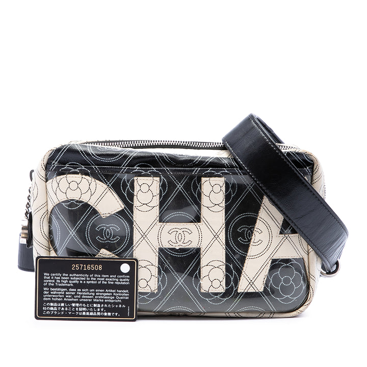 Chanel Camellia Logo Sac caméra Toile enduite Noir – vue 7 – GABY PARIS