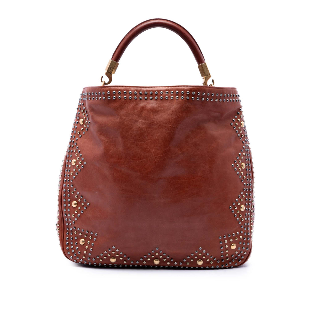 Saint Laurent clouté Roady Hobo Cuir de veau Marron – vue principale – GABY PARIS