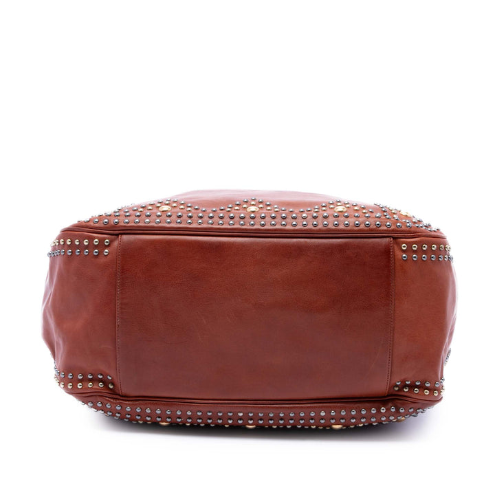 Saint Laurent clouté Roady Hobo Cuir de veau Marron – vue 3 – GABY PARIS