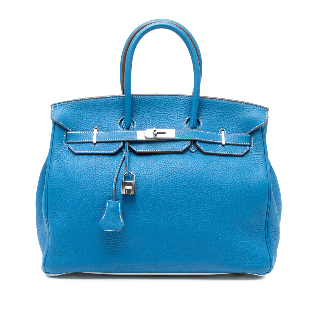 Hermès Limited Edition Bicolor Clemence Birkin Retourne 35 Bleu – GABY PARIS Authentique