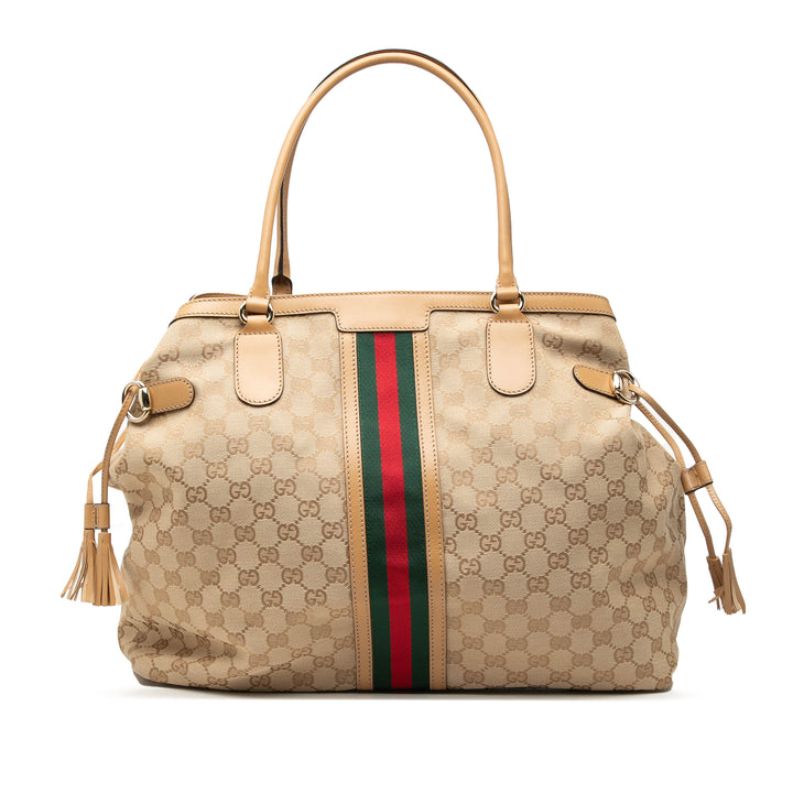 Gucci GG Toile Web Pompon Cabas