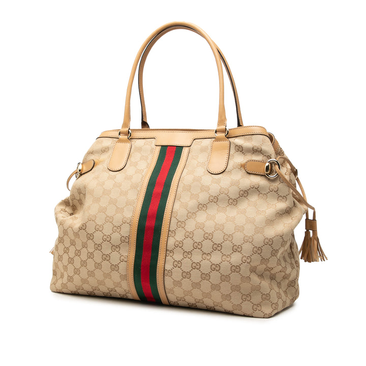 Gucci GG Toile Web Pompon Cabas