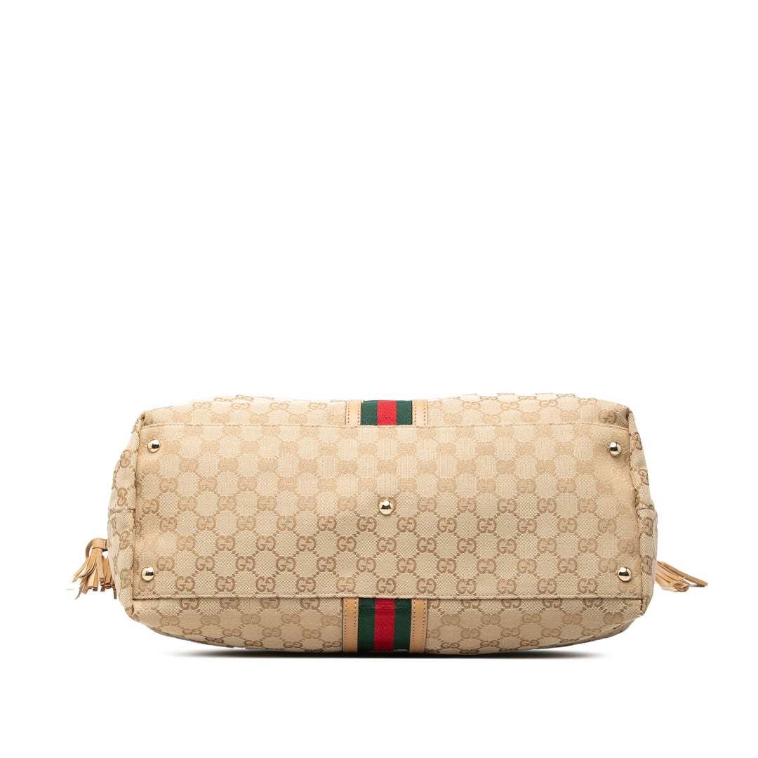 Gucci GG Toile Web Pompon Cabas