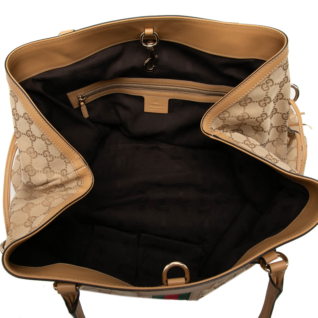 Gucci GG Toile Web Pompon Cabas