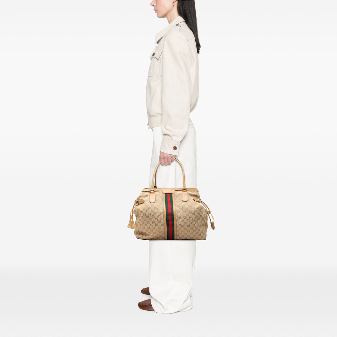 Gucci GG Toile Web Pompon Cabas