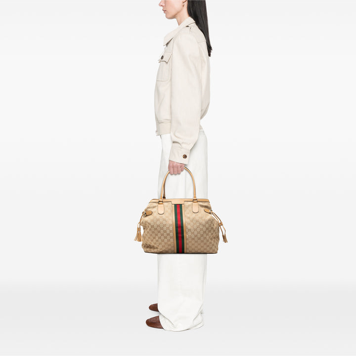 Gucci GG Toile Web Pompon Cabas