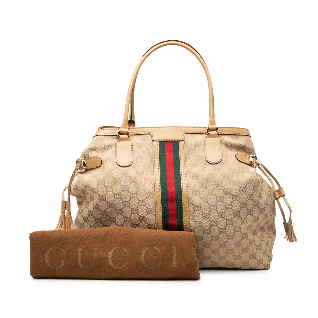 Gucci GG Toile Web Pompon Cabas