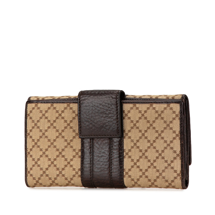 Diamante Canvas Horsebit Continental Wallet Brown - Gaby Paris