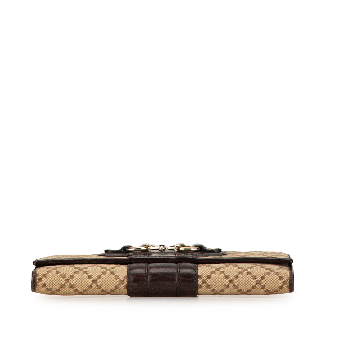 Diamante Canvas Horsebit Continental Wallet Brown - Gaby Paris