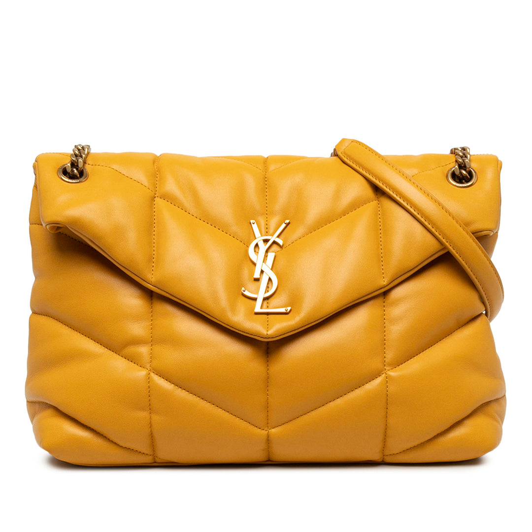 Saint Laurent Sac porté épaule Matelasse LouLou Puffer Moyen Cuir d'agneau Jaune – vue principale – GABY PARIS