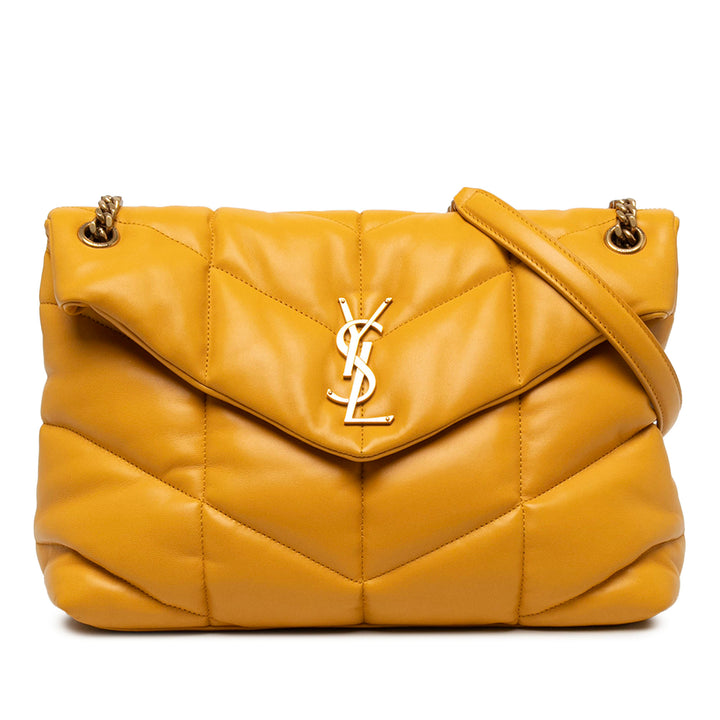 Saint Laurent Sac porté épaule Matelasse LouLou Puffer Moyen Cuir d'agneau Jaune – vue principale – GABY PARIS
