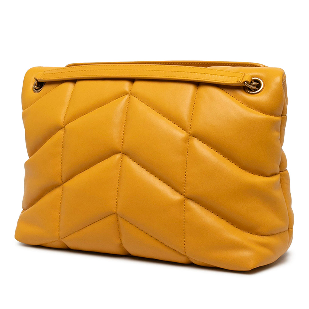 Saint Laurent Sac porté épaule Matelasse LouLou Puffer Moyen Cuir d'agneau Jaune – vue 2 – GABY PARIS