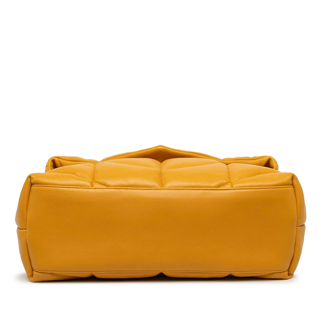 Saint Laurent Sac porté épaule Matelasse LouLou Puffer Moyen Cuir d'agneau Jaune – vue 3 – GABY PARIS