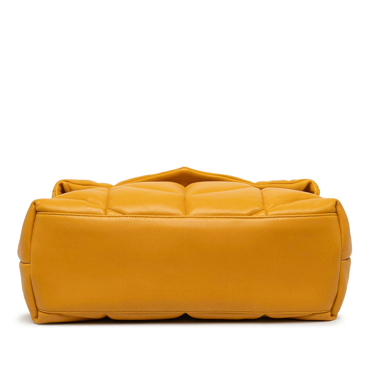 Saint Laurent Sac porté épaule Matelasse LouLou Puffer Moyen Cuir d'agneau Jaune – vue 3 – GABY PARIS