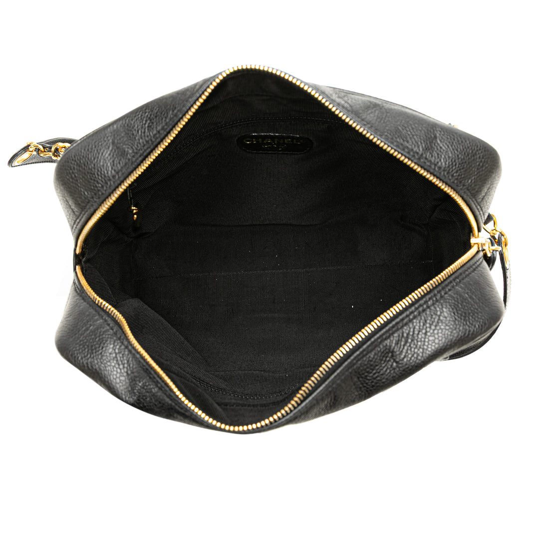 Triple CC Caviar Shoulder Bag Black - Gaby Paris