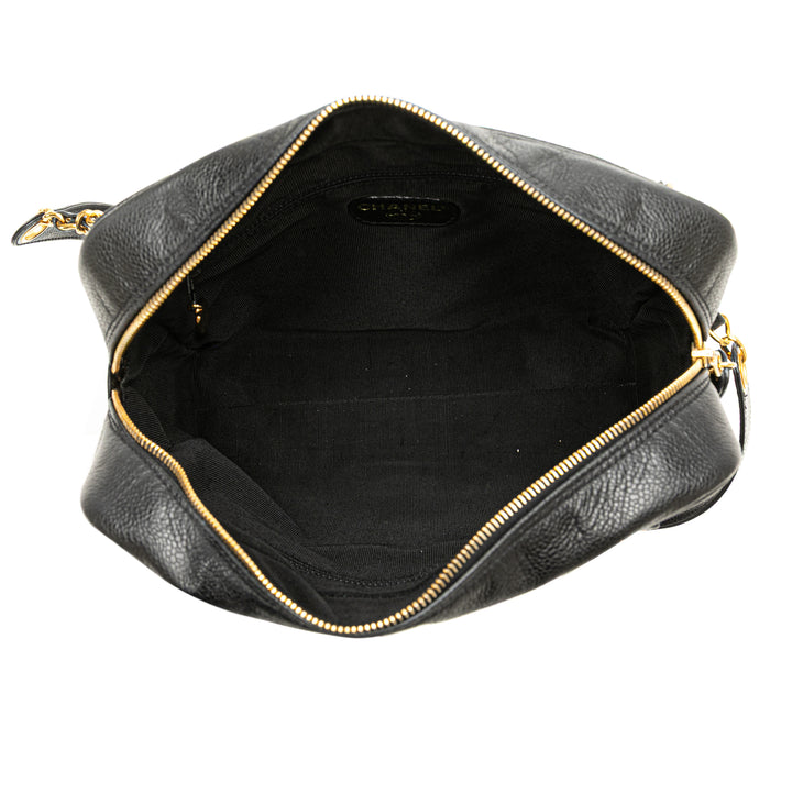 Triple CC Caviar Shoulder Bag Black - Gaby Paris