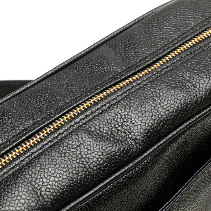 Triple CC Caviar Shoulder Bag Black - Gaby Paris