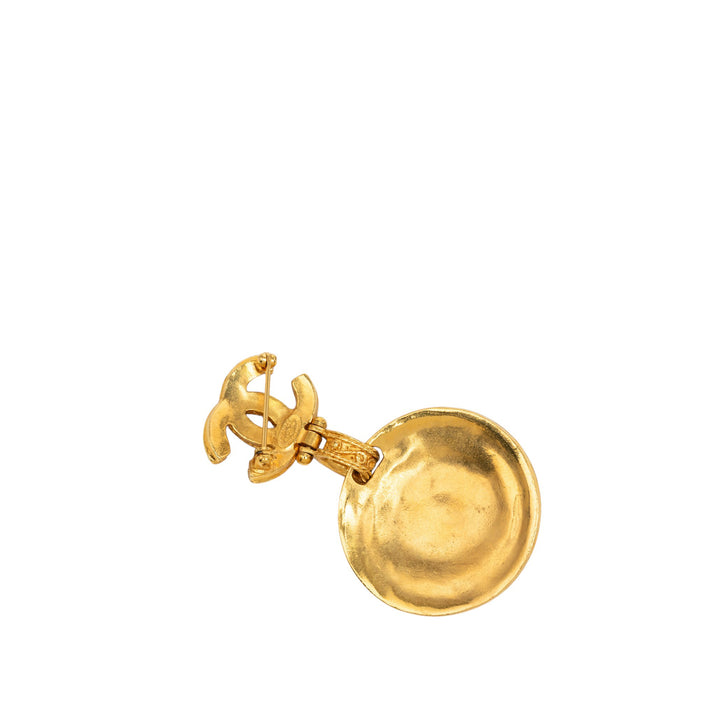 Chanel CC plaqué Perles fantaisie Medallion Broche Doré – vue 2 – GABY PARIS