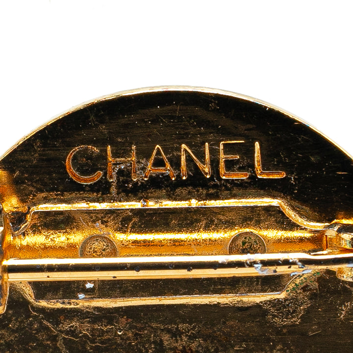 Gold Plated CC Quilted Flap Bag Brooch Gold - Gaby Paris