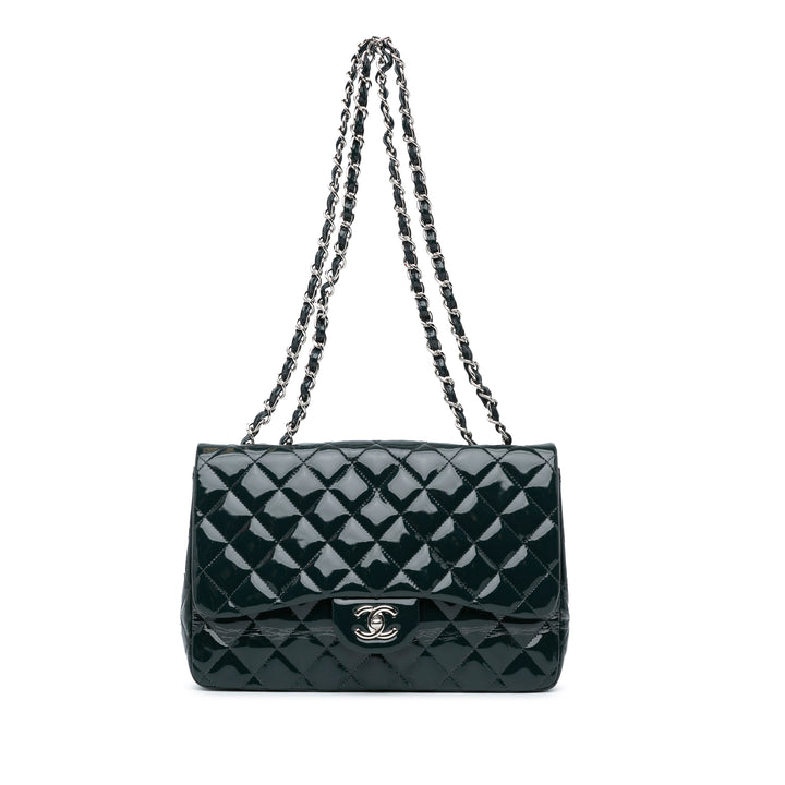 Jumbo Classic Patent Double Flap Blue - Gaby Paris