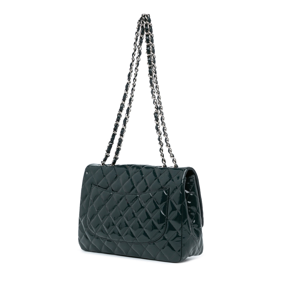 Jumbo Classic Patent Double Flap Blue - Gaby Paris