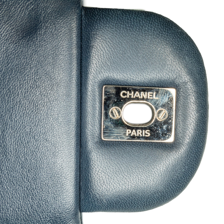Jumbo Classic Patent Double Flap Blue - Gaby Paris