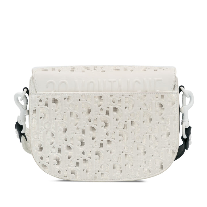 Medium Perforated Calfskin Oblique Bobby Flap White - Gaby Paris