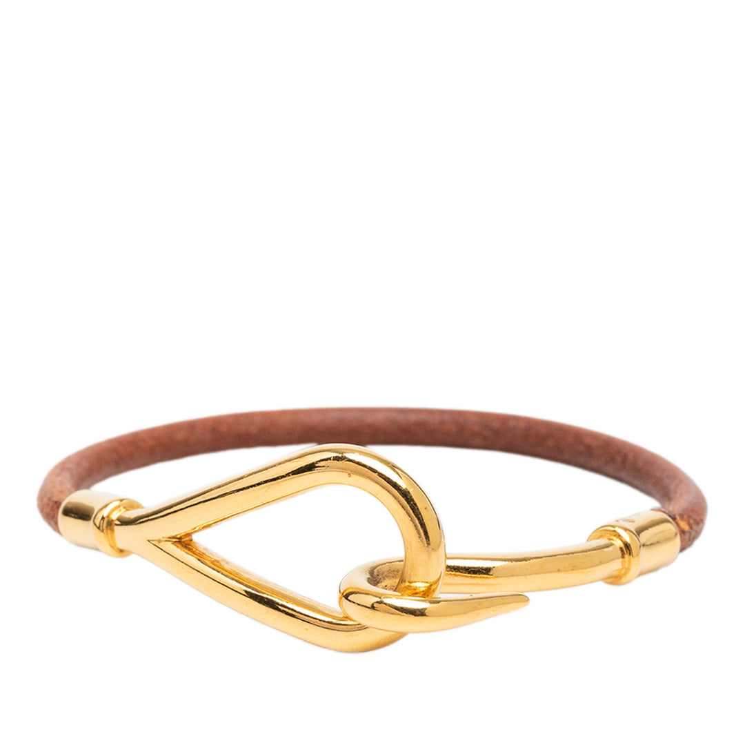 Hermès plaqué et Cuir Jumbo Hook Bracelet