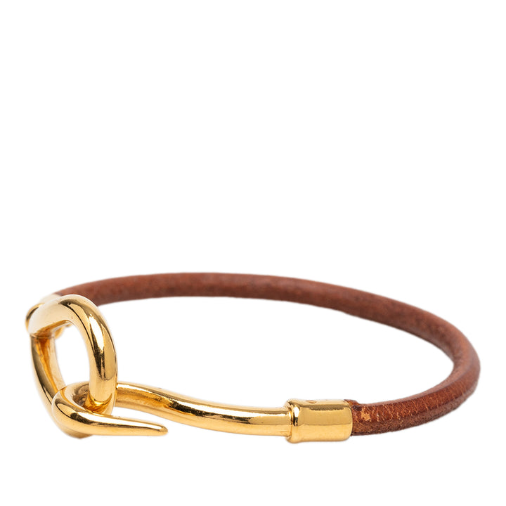 Hermès plaqué et Cuir Jumbo Hook Bracelet