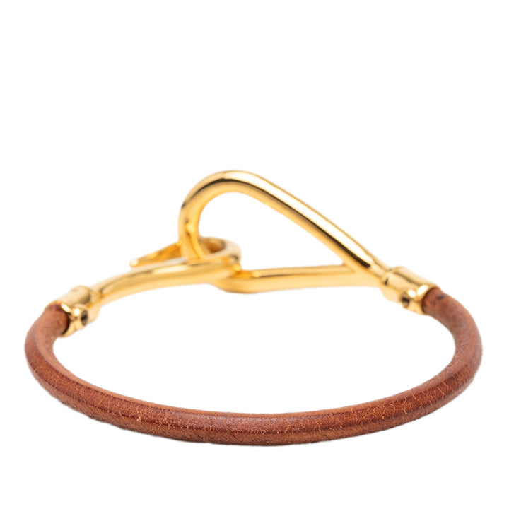 Hermès plaqué et Cuir Jumbo Hook Bracelet