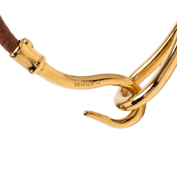 Hermès plaqué et Cuir Jumbo Hook Bracelet