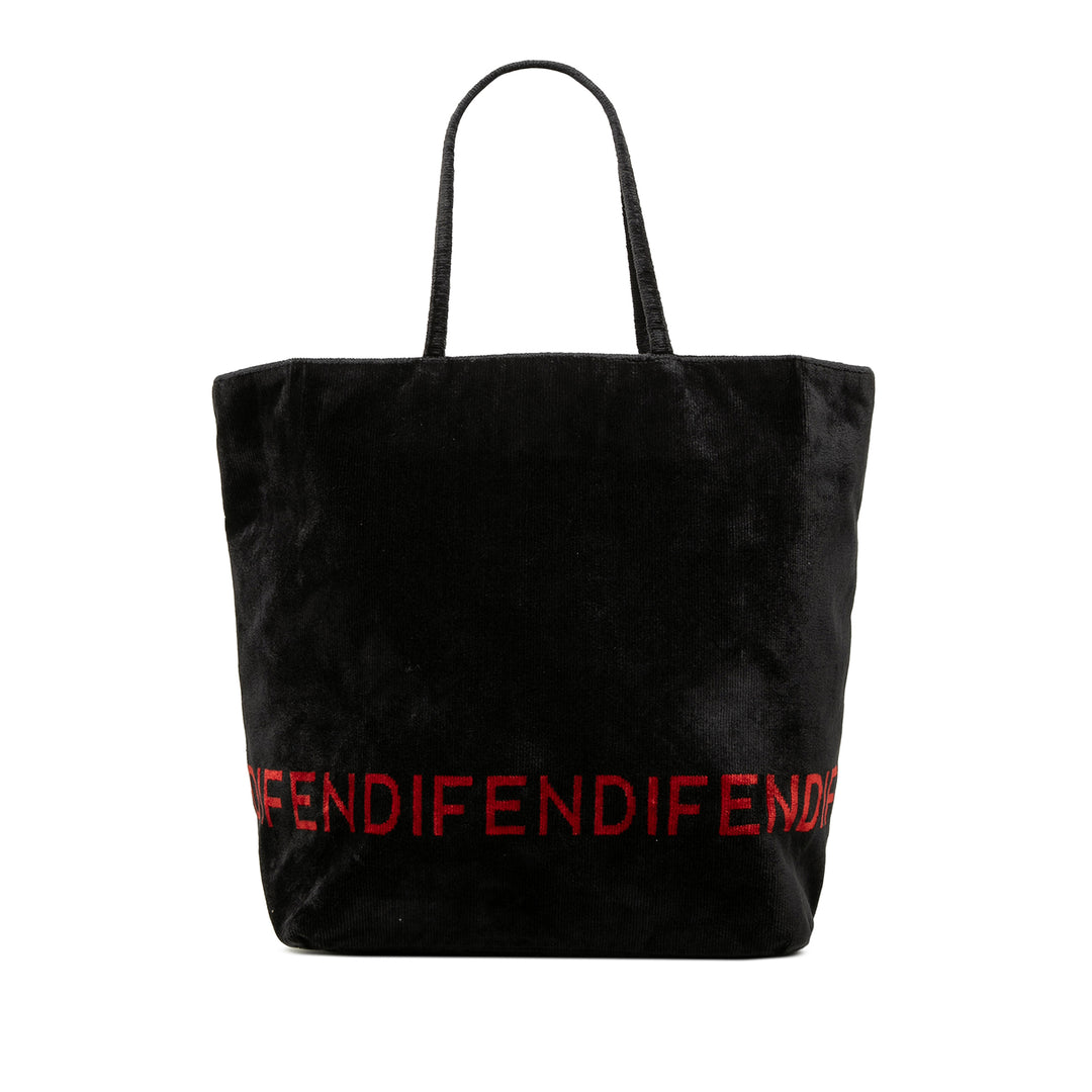Fendi Velour Logo Cabas Noir – vue principale – GABY PARIS