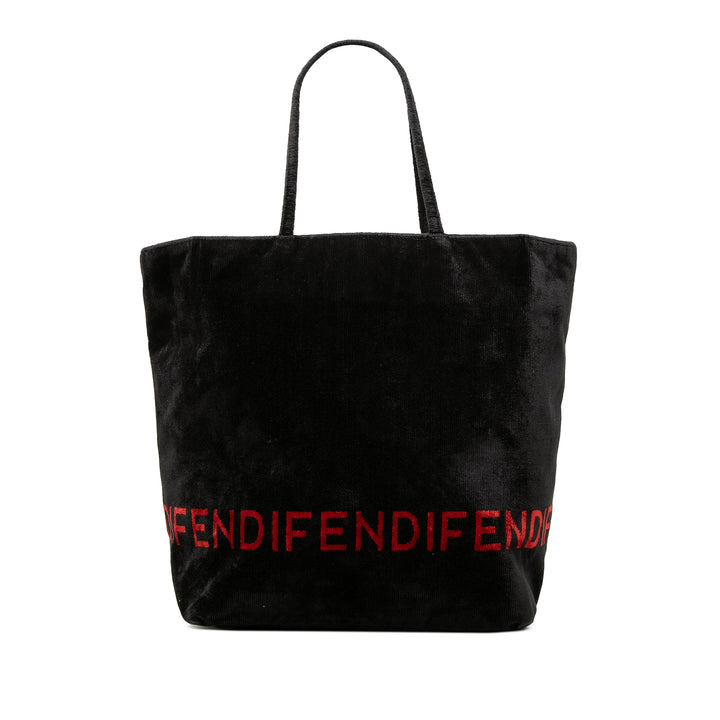Fendi Velour Logo Cabas Noir – vue principale – GABY PARIS