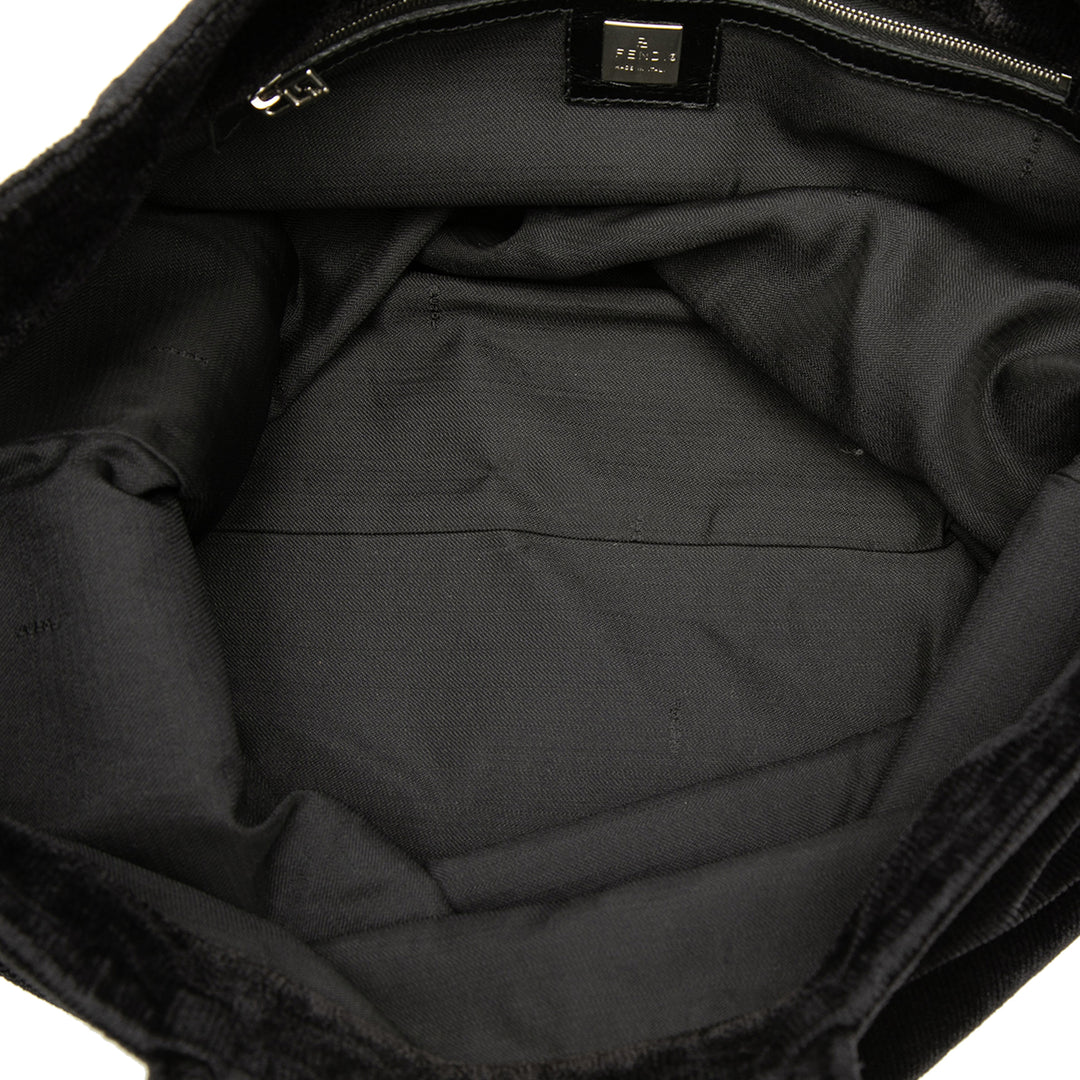 Fendi Velour Logo Cabas Noir – vue 4 – GABY PARIS