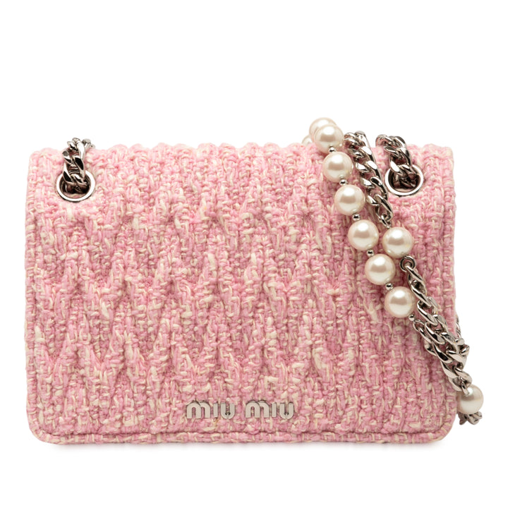 Miu Miu Matelasse Tweed Perles fantaisie Chain Sac bandoulière