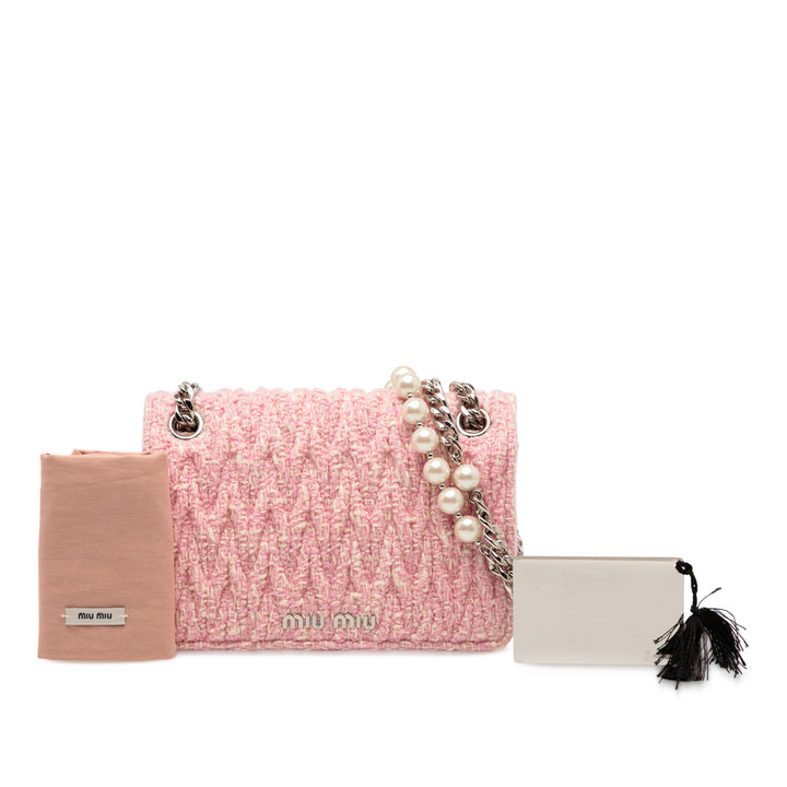 Miu Miu Matelasse Tweed Perles fantaisie Chain Sac bandoulière