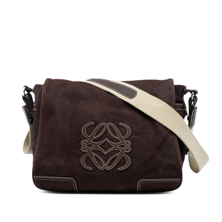 LOEWE Nubuck Anagram Sac Marron – vue principale – GABY PARIS