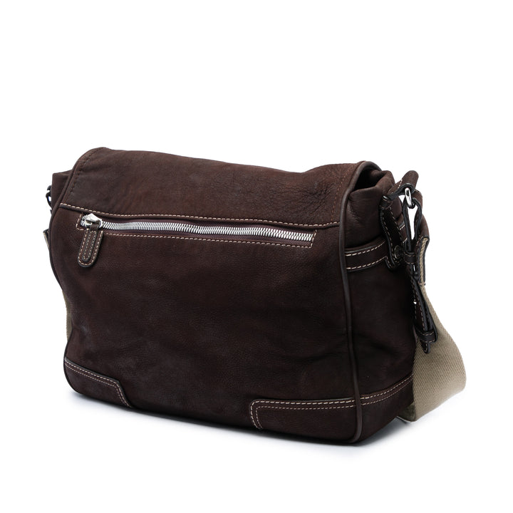 LOEWE Nubuck Anagram Sac Marron – vue 2 – GABY PARIS