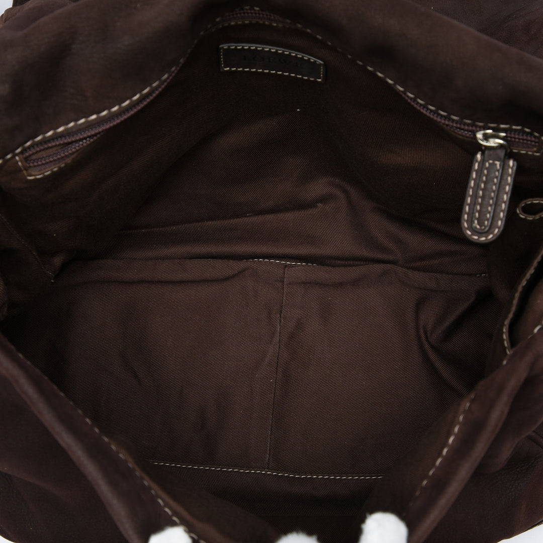 LOEWE Nubuck Anagram Sac Marron – vue 4 – GABY PARIS