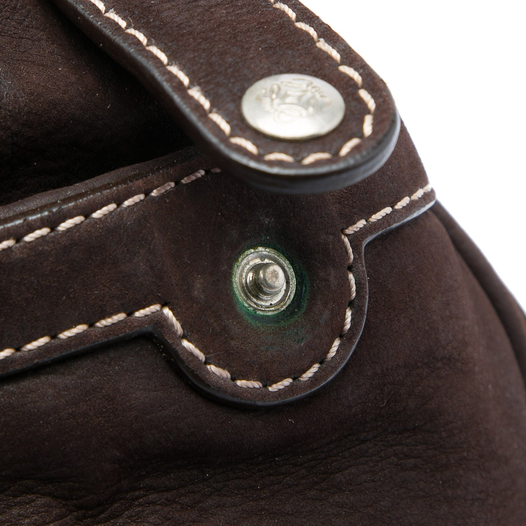 LOEWE Nubuck Anagram Sac Marron – vue 5 – GABY PARIS