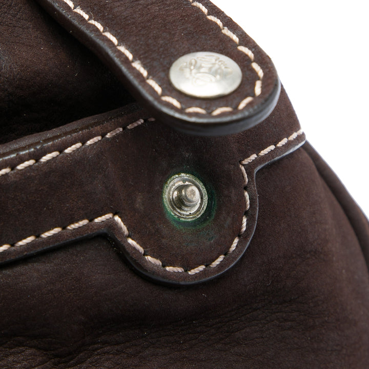 LOEWE Nubuck Anagram Sac Marron – vue 5 – GABY PARIS