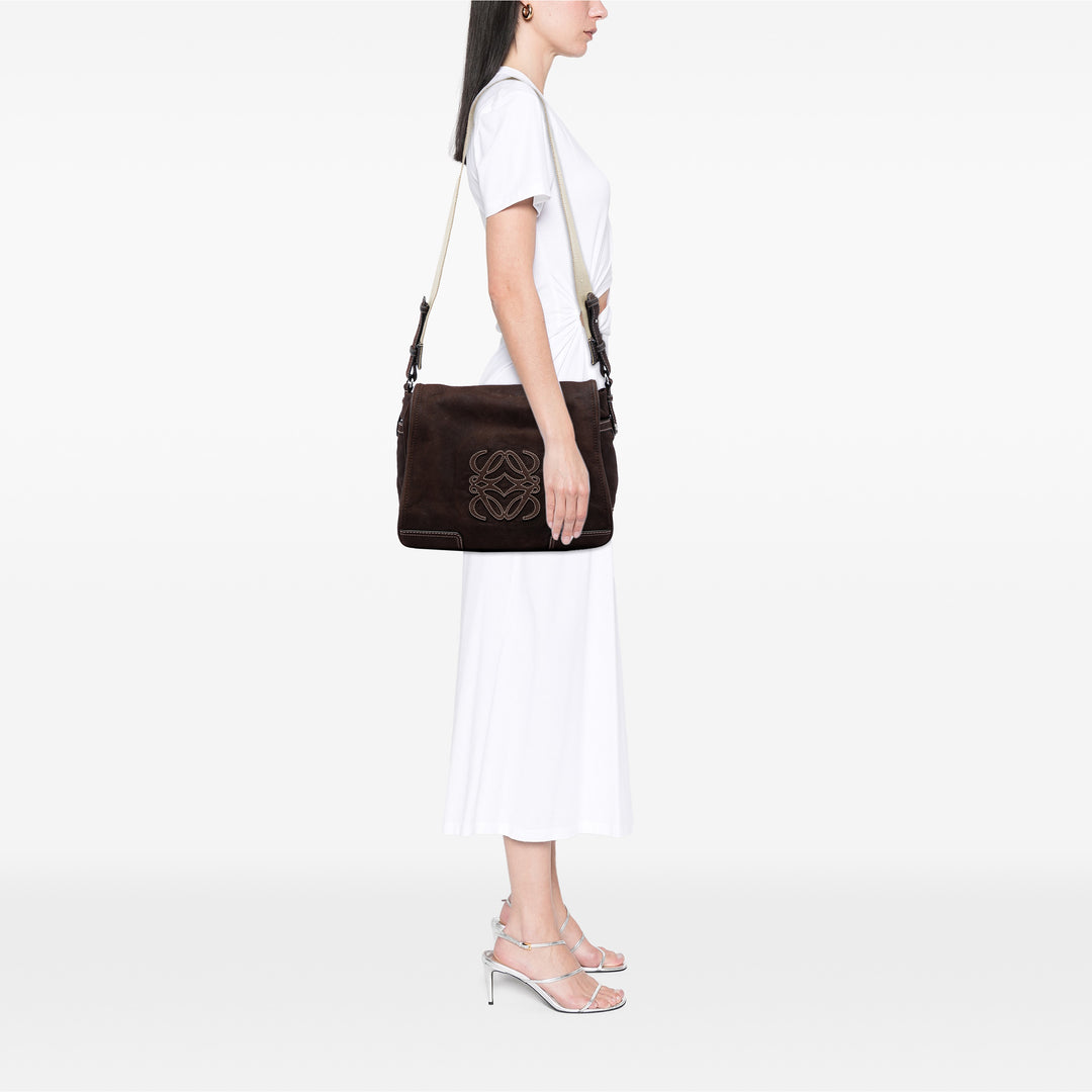 LOEWE Nubuck Anagram Sac Marron – vue 6 – GABY PARIS
