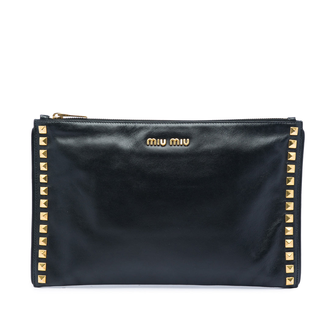 Miu Miu clouté Cuir Zip Pochette