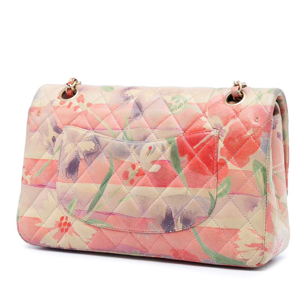Chanel Medium Classic Cuir d’agneau Tropical Flower Print Double rabat