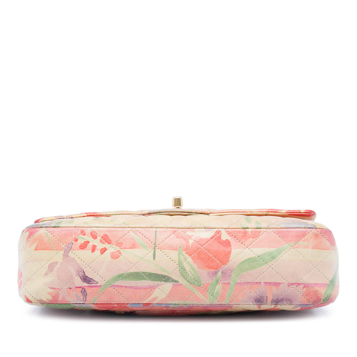Chanel Medium Classic Cuir d’agneau Tropical Flower Print Double rabat