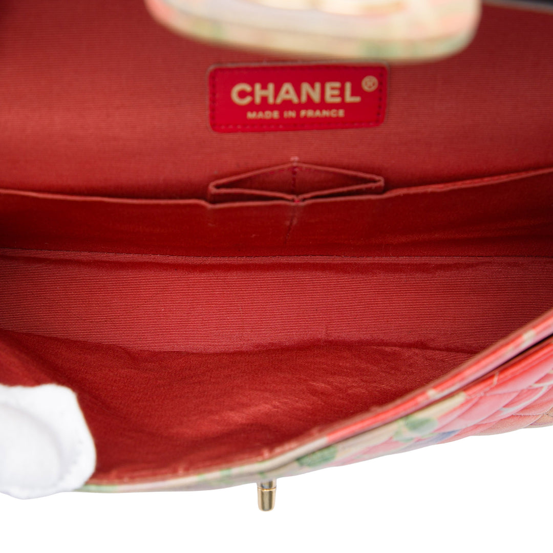 Chanel Medium Classic Cuir d’agneau Tropical Flower Print Double rabat