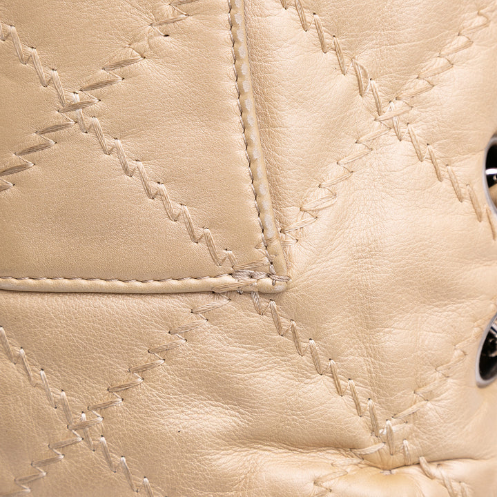 Quilted Lambskin Ultimate Stitch Flap Brown - Gaby Paris