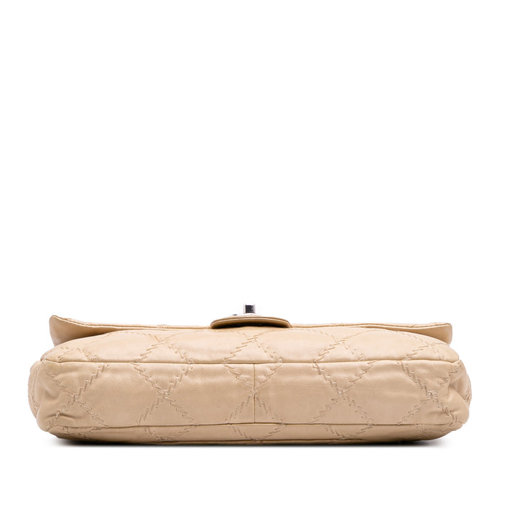 Quilted Lambskin Ultimate Stitch Flap Brown - Gaby Paris